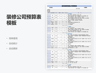 装修公司预算表模板