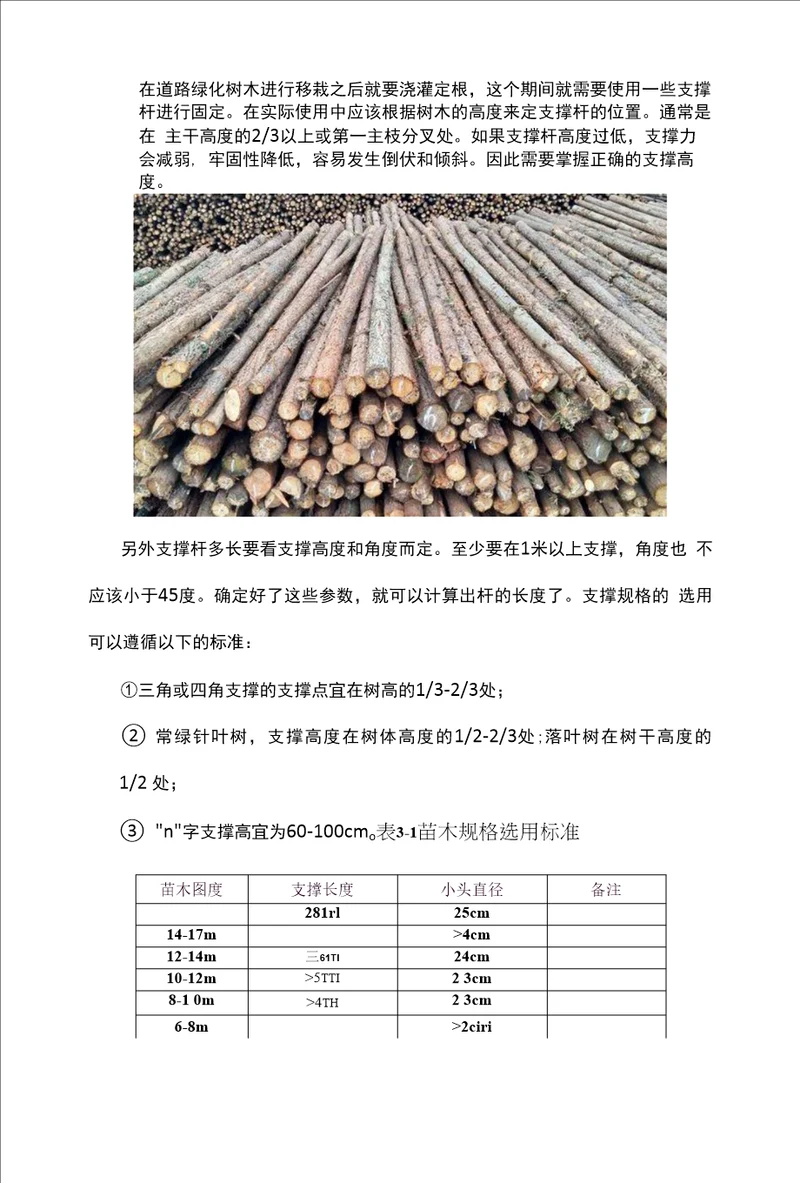 绿化支撑杆高度要求