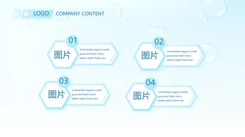 蓝色清爽小水珠风格护肤品产品介绍宣传PPT