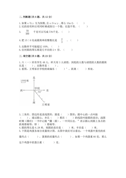 小学六年级上册数学期末测试卷含答案ab卷.docx