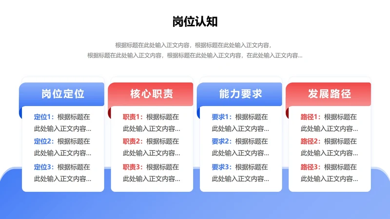 岗位认知-蓝红色简约风岗位述职关系页PPT单页