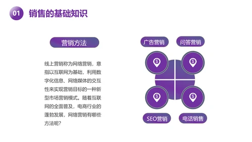 紫色新人销售培训课件PPT模板