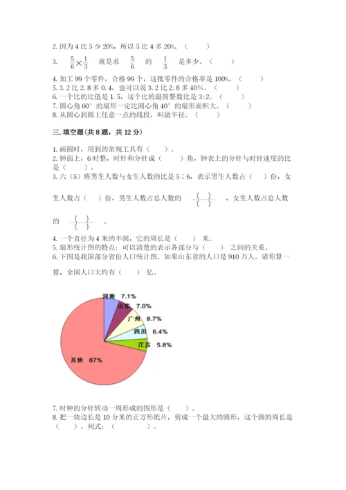小学数学六年级上册期末测试卷含答案（考试直接用）.docx