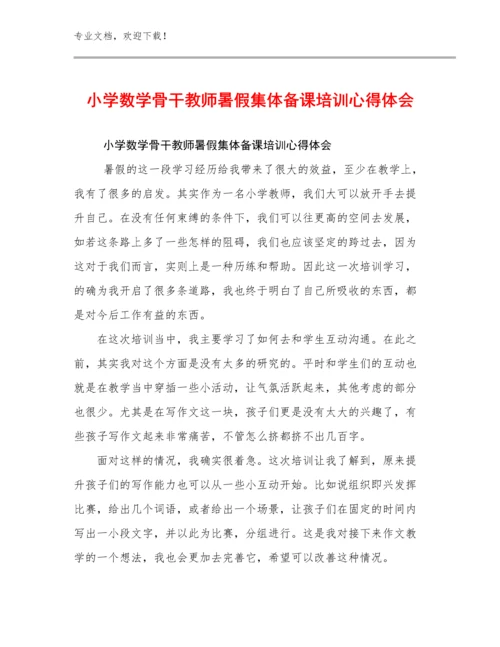 2024年小学数学骨干教师暑假集体备课培训心得体会优选范文30篇.docx