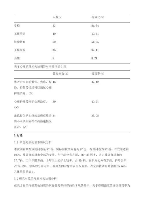 探究护理人员对癌痛及心理护理认知情况.docx