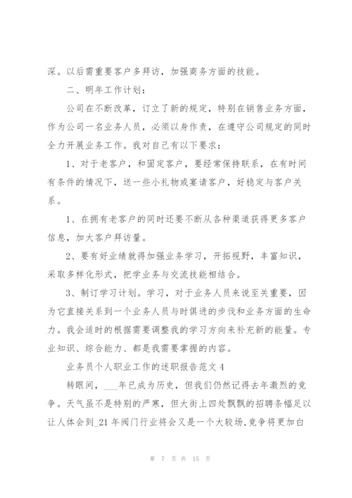 业务员个人职业工作的述职报告范文.docx