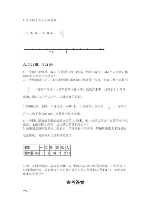 人教版六年级数学下学期期末测试题带答案（名师推荐）.docx