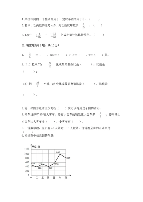 人教版六年级上册数学期末测试卷及完整答案（精品）.docx