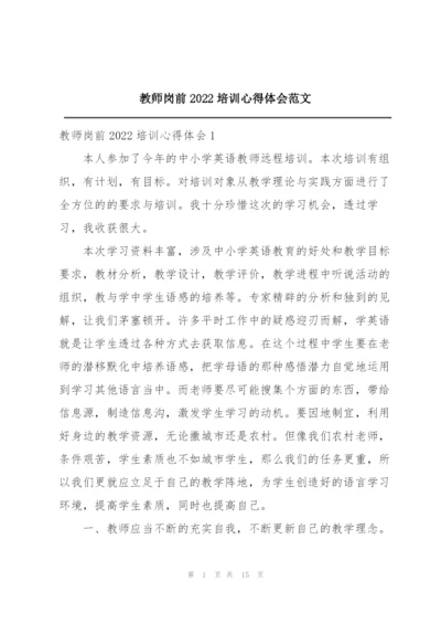 教师岗前2022培训心得体会范文.docx