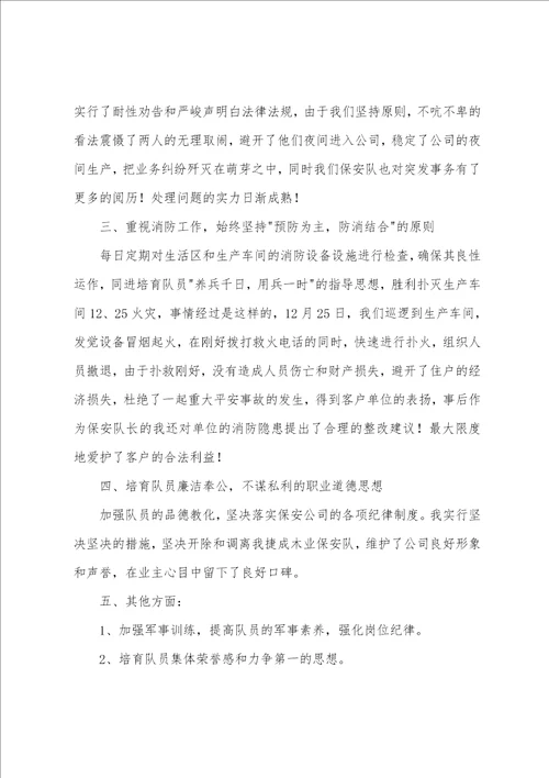 保安队长个人年终总结