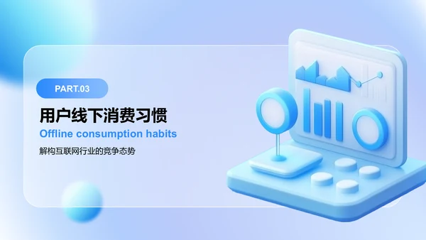 蓝色3D风互联网行业数据可视化报告PPT模板