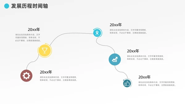 多彩发展历程企业大事记时间轴图表PPT模板