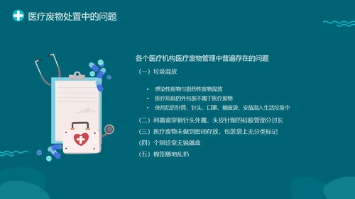 绿色插画医院医药医疗废物管理条例培训动态PPT精细化管理