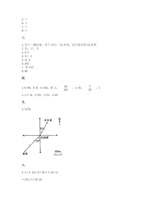 小学数学六年级下册竞赛试题及参考答案（培优b卷）.docx