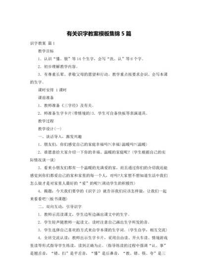 有关识字教案模板集锦5篇.docx