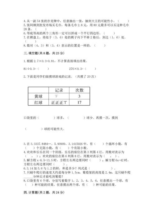 人教版小学五年级上册数学期末测试卷必考.docx