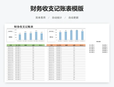 财务收支记账表模版