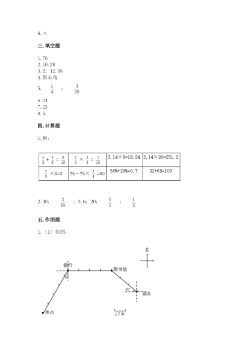 小学六年级上册数学期末测试卷含答案【考试直接用】.docx
