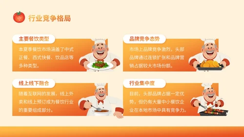 橙色插画风餐饮：餐饮行业消费报告总结