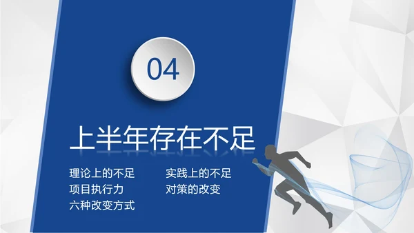 蓝色几何形状多边形背景微立体年中工作总结汇报PPT
