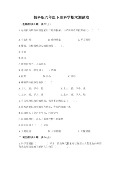 教科版六年级下册科学期末测试卷及参考答案【夺分金卷】.docx