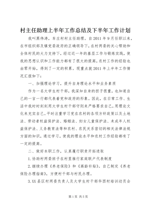 村主任助理上半年工作总结及下半年工作计划 (2).docx