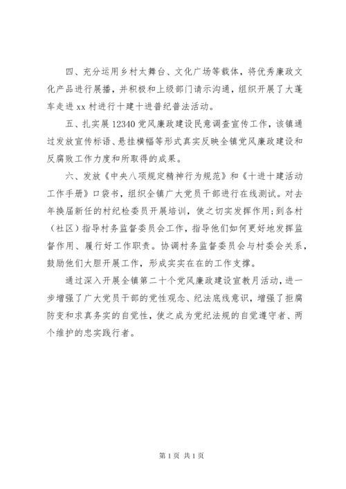 乡镇第二十个党风廉政建设宣教月活动总结.docx