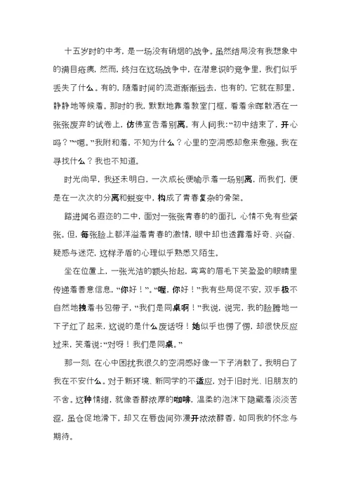 高中青春的作文汇总八篇