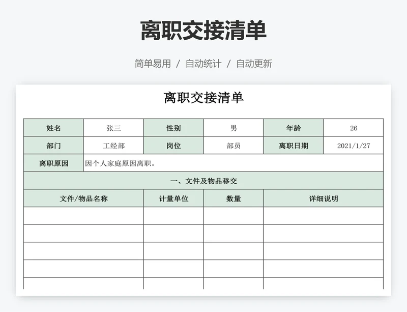 离职交接清单