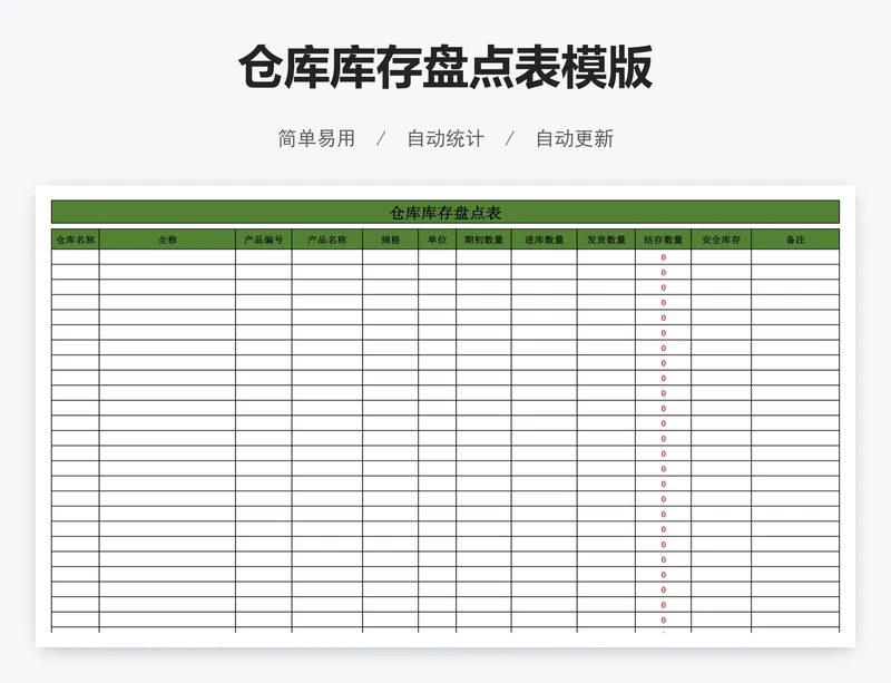 仓库库存盘点表模版