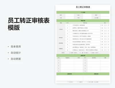 员工转正审核表模版
