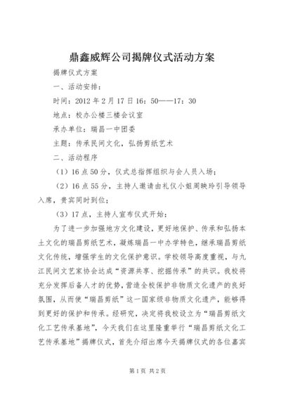 鼎鑫威辉公司揭牌仪式活动方案 (4).docx