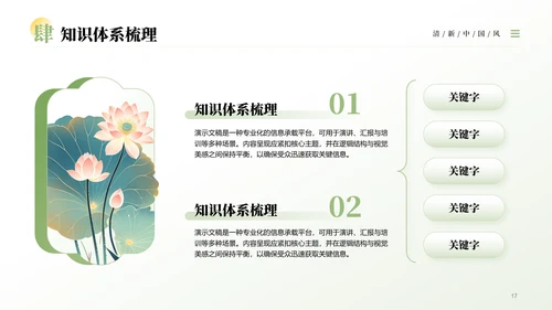绿色中国风清新淡雅教学通用PPT模板