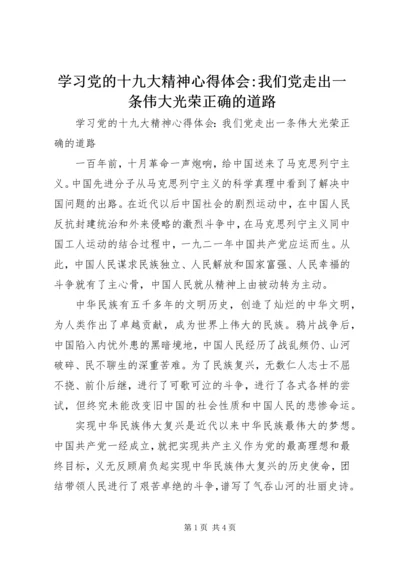 学习党的十九大精神心得体会-我们党走出一条伟大光荣正确的道路.docx