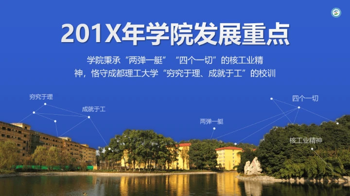 成都理工大学工程技术学院专属课题学术汇报毕业答辩通用PPT模板