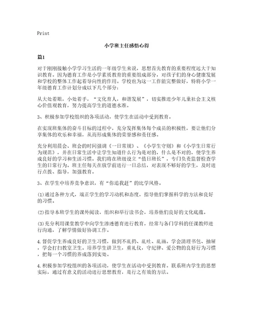 小学班主任感悟心得