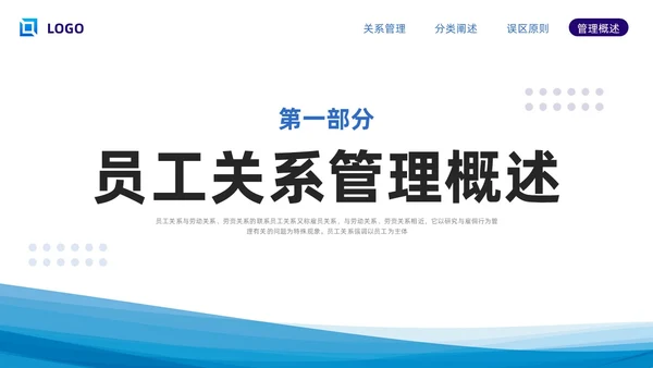 蓝色简约员工关系管理PPT模板宣传PPT动态PPT人才管理