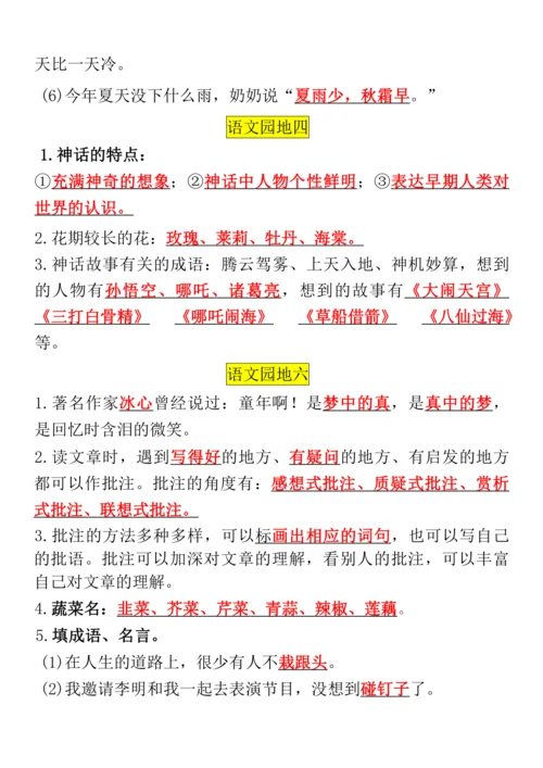 统编版四年级语文上册期末复习语文园地日积月累 练习