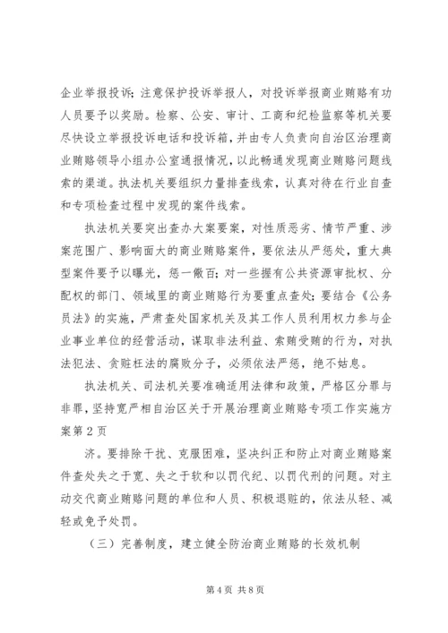 自治区关于开展治理商业贿赂专项工作实施方案.docx