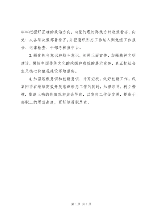 集团党委落实意识形态工作责任制情况自查总结.docx