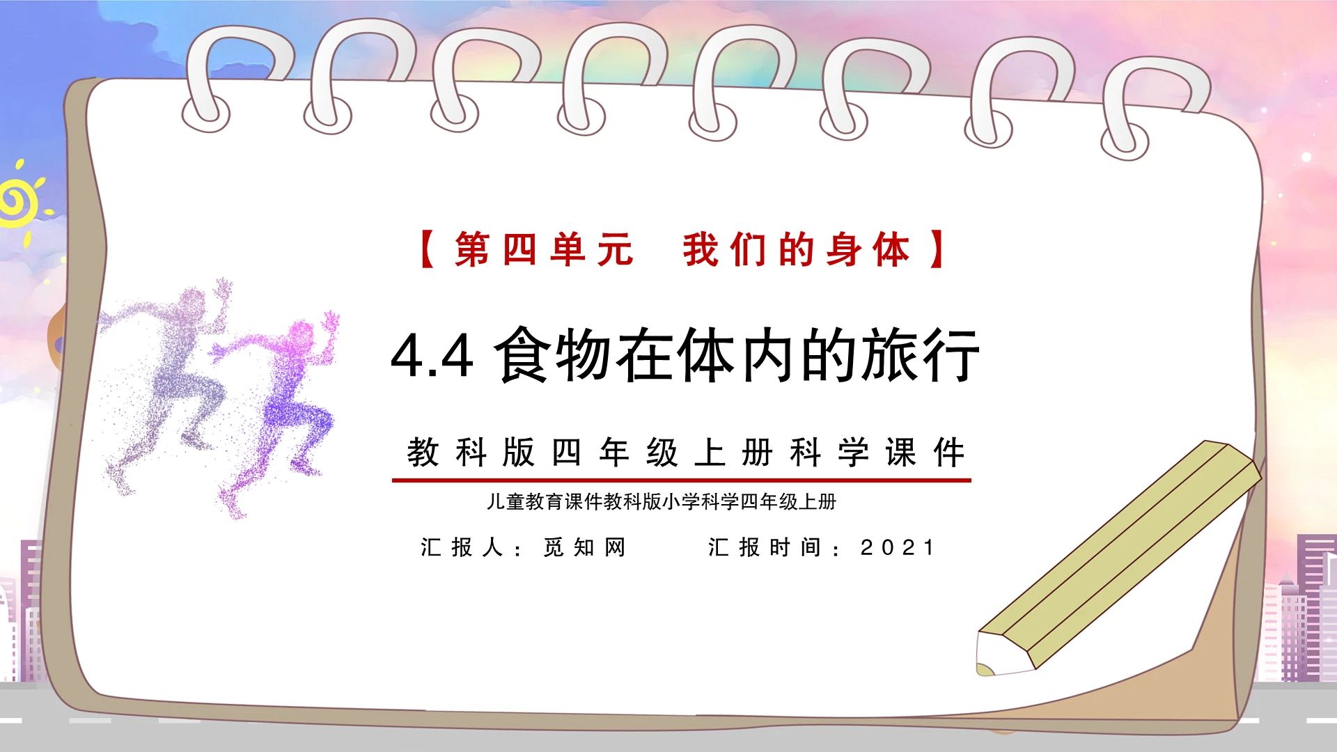 简约淡紫色食物在体内的旅行人体器官小学科学课件