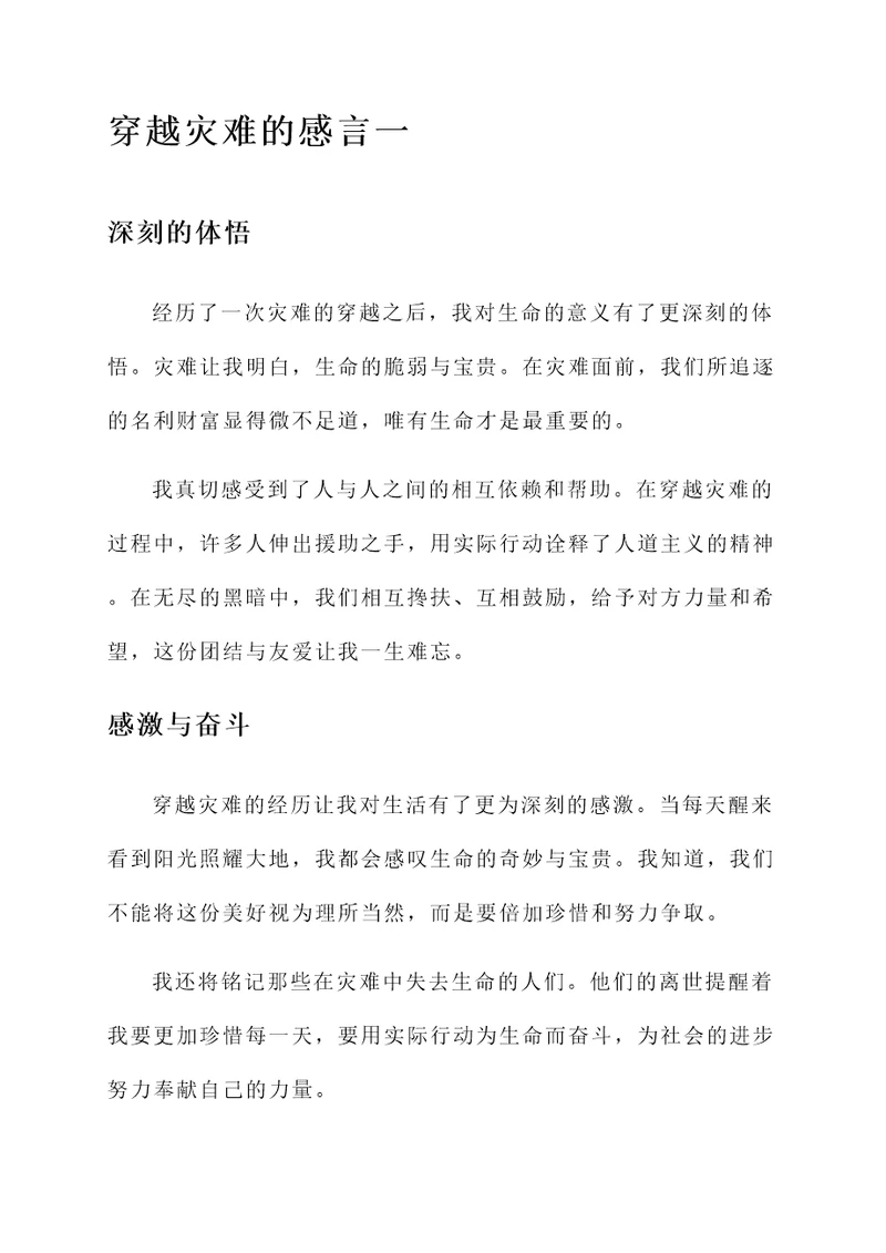 穿越灾难的感言