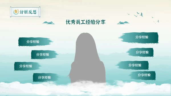 新中式清雅风格年中工作总结通用PPT模板
