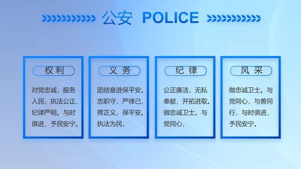 蓝色大气公安警察主题年年终总结PPT