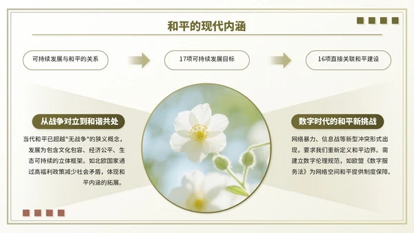 褐色小清新世界和平日主题班会PPT模板