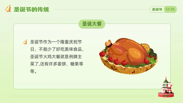 插画风绿色圣诞节介绍学生圣诞立体3d插画PPT