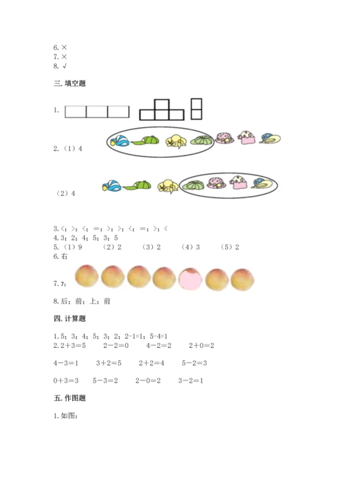 人教版一年级上册数学期中测试卷（考点精练）.docx