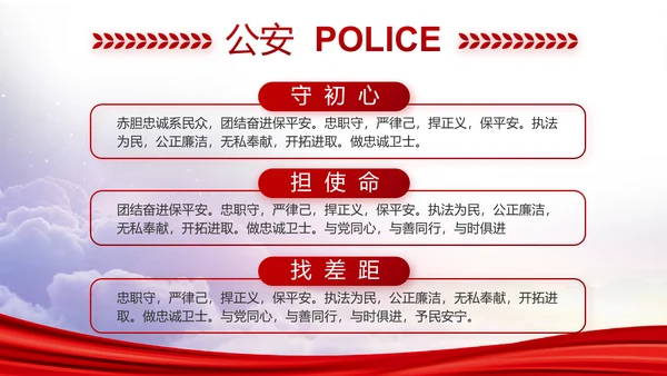 红色大气公安警察年终工作总结PPT