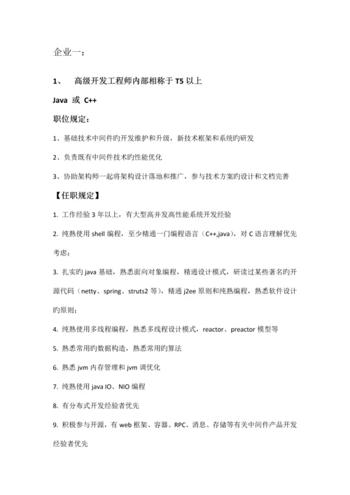 软件工程师各职位任职资格.docx
