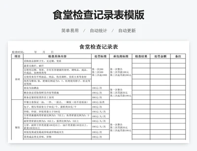 食堂检查记录表模版